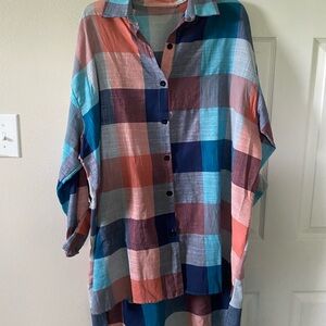 SHEIN Multicolor Plaid Tunic Top